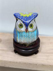 K210-----CLOISONNE MİNELİ AHŞAP KAİDELİ KUTULU BAKIR BAYKUŞ--2