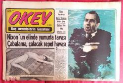 Okey Boş Vermişlerin Gazetesi (24 Kasım 1973) Melek Görgün, Beşiktaşlı Necmi Perekli Posteri, Dansöz Banu
