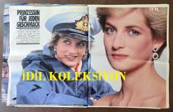 PRENSES DIANA'NIN FOTOĞRAFLI HABERİNİN YER ALDIĞI ALMANCA DERGİ SAYFALARI (16 SAYFA) - A MAGAZINE CLIPPING OF PRINCESS DIANA - 29 x 22 cm EBADINDA - PRINZESSIN FÜR JEDEN GESCHMACK - WEYER - ALMANCA BUNTE DERGİDEN