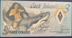 COOK ISLAND.3 DOLAR ÇİL POLİMER PARA