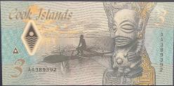 COOK ISLAND.3 DOLAR ÇİL POLİMER PARA