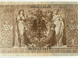 Almanya 1000 Mark (1910) - Alman İmparatorluğu - Dev Boyutlu Nadir Tarihi Banknot