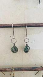 El İşçiliği Gümüş Afgan Taşlı Tel  Küpe