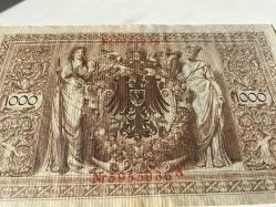 Almanya 1000 Mark (1910) - NADİR KAYIK BASKI (Hata Baskı) - Koleksiyonluk Tarihi Para