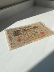 Almanya 1000 Mark (1910) - NADİR KAYIK BASKI (Hata Baskı) - Koleksiyonluk Tarihi Para