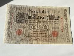 Almanya 1000 Mark (1910) - NADİR KAYIK BASKI (Hata Baskı) - Koleksiyonluk Tarihi Para