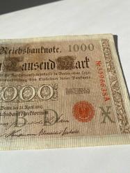 Almanya 1000 Mark (1910) - Alman İmparatorluğu - Kırmızı Mühürlü Tarihi Dev Banknot