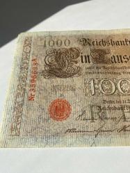 Almanya 1000 Mark (1910) - Alman İmparatorluğu - Kırmızı Mühürlü Tarihi Dev Banknot