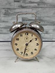 Antika Kienzle & Nacar Çift Çanlı Masa Saati - Aktif Çalışır Durumda