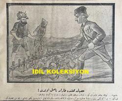 Osmanlıca Karagöz Mizah Dergisi-Gazetesi, Orijinal Dönem Basım, (Ottoman Magazine-Newspaper-Journal Illustré Cara-Gueuz) - 2 Mayıs 1925 - Sayı: 1787 - Hicri: 9 Şevval 1343 - Karikatür: Hindenburg Süngüleriyle İş Başına Geldi! 