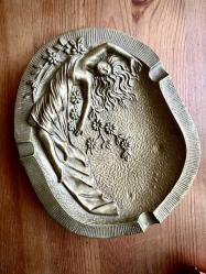 Vintage 60'lar Dönemi Art Nouveau nadir koleksiyonluk italyan bronz tabla