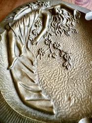 Vintage 60'lar Dönemi Art Nouveau nadir koleksiyonluk italyan bronz tabla