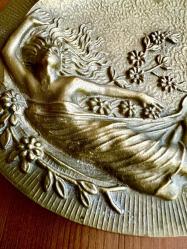 Vintage 60'lar Dönemi Art Nouveau nadir koleksiyonluk italyan bronz tabla