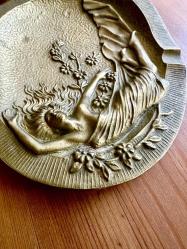 Vintage 60'lar Dönemi Art Nouveau nadir koleksiyonluk italyan bronz tabla