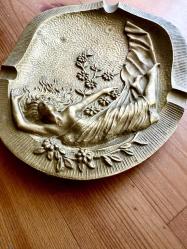 Vintage 60'lar Dönemi Art Nouveau nadir koleksiyonluk italyan bronz tabla