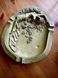 Vintage 60'lar Dönemi Art Nouveau nadir koleksiyonluk italyan bronz tabla