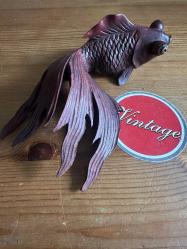 70'ler vintage El Oyması Ahşap Teleskop Balığı Figürü,NADİR! KOLEKSİYONLUK