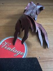 70'ler vintage El Oyması Ahşap Teleskop Balığı Figürü,NADİR! KOLEKSİYONLUK