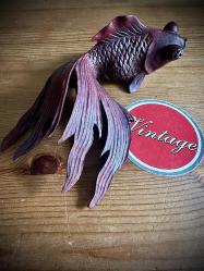 70'ler vintage El Oyması Ahşap Teleskop Balığı Figürü,NADİR! KOLEKSİYONLUK