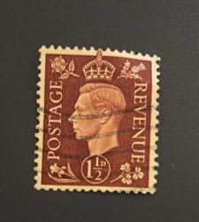 İngiltere Pulu - England Stamp - Postadan Geçmiş Pul Filateli -  damgalı - KRAL GEORGE VI. TEMALI PUL,  1 1/2 PARA - YABANCI PULLAR -NOSTALJİK DOĞUM GÜNÜ HEDİYESİ