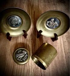 60lar dönemi gümüşlü Çok Nadir Bronz Yunan 3 parça takım obje, KOLEKSİYONLUK