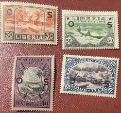 KLASİK TAŞ BASKI.LİBERYA  4 PUL .DAMGASIZ