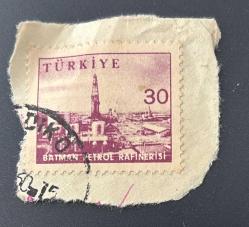 Türk Pulu - Turkish Stamp -  Mektup Zarfından Kesilmiş /Postadan Geçmiş Pul Filateli - 1960 Damgalı - BATMAN PETROL RAFİNERİSİ TEMALI PUL , 30 PARA - Türkiye Cumhuriyeti - NOSTALJİK DOĞUM GÜNÜ HEDİYESİ