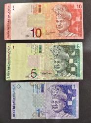 LOT.5 » Malezya 3 adet eski kağıt paralar ÇT