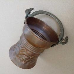 Mini Bakır Bakraç - Pirinç Saplı - Yükseklik 9cm, Taban Çapı 7.5cm