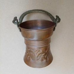 Mini Bakır Bakraç - Pirinç Saplı - Yükseklik 9cm, Taban Çapı 7.5cm