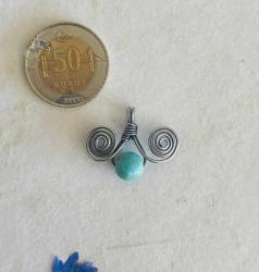 El İşçiliği Gümüş Firuze Taşlı Kolye Ucu