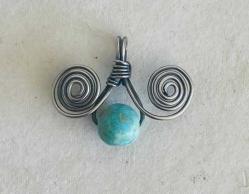 El İşçiliği Gümüş Firuze Taşlı Kolye Ucu