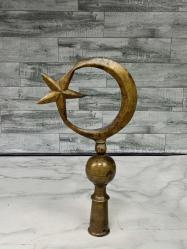 ERKEN CUMHURİYET DÖNEMİ AY YILDIZLI PİRİNÇ SANCAK ALEMİ