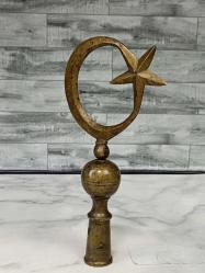 ERKEN CUMHURİYET DÖNEMİ AY YILDIZLI PİRİNÇ SANCAK ALEMİ