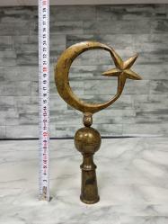 ERKEN CUMHURİYET DÖNEMİ AY YILDIZLI PİRİNÇ SANCAK ALEMİ