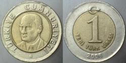 TÜRKİYE CUMHURİYETİ 1 YTL 2006.