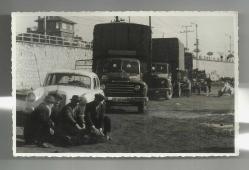 41 İZMİT PLAKALI KAMYONLAR VE BUNLAR İÇİN KESİLEN KURBAN TEMALI ESKİ FOTOĞRAF...