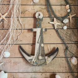 vintage ''deniz temalı ahşap dekoratif çapa aksesuar & 41x30 cm