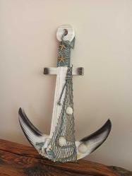 vintage ''deniz temalı ahşap dekoratif çapa aksesuar & 41x30 cm