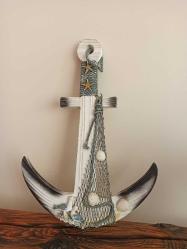 vintage ''deniz temalı ahşap dekoratif çapa aksesuar & 41x30 cm