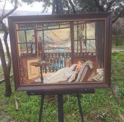 Nostaljik Boğaz Manzaralı Figürlü Akrilik Tablo – 60x80 cm