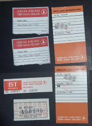 THY - Türk Hava Yolları  Turkish Airlines Eski dönem Biniş Fişi Bagaj Fişi Otobüs Fişi Koleksiyonluk ve İsim Etiketi Sticker LOT - AZ BULUNUR
