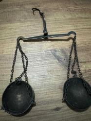 ANTİKA OSMANLI SON DÖNEMİ PİRİNÇ EL YAPIMI MUHTEŞEM 2 KEFELİ KUYUMCU TERAZİSİ