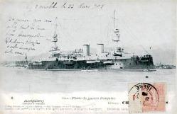 Jauréguiberry, Taretli Zırhlı savaş Gemisi  FRANSA , 1905 veya 1909 yılı  Postadan Geçmiş Önden Pullu Damgalı Kartpostal - Posta Kart -Haliyle