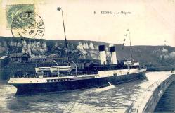 Le Brighton Feribotu Dieppe Limanı   FRANSA , 1906  yılı  Postadan Geçmiş Önden Pullu Damgalı Kartpostal - Posta Kart -Haliyle