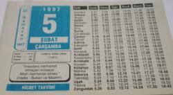 5 Şubat 1997-Orijinal Takvim Yaprağı-Doğum Günü-Söz,Nişan,Nikâh,Düğün ve Önemli Günler Hediyesi-Hicret Takvimi-Ayet(Hadis)-(Hadis-Buhari ve Müslim)-Fatih'in Tahta Çıkması(1451)-İskilipli Atıf Hoca-Zenginin Malı-Anonim