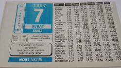 7 Şubat 1997-Orijinal Takvim Yaprağı-Doğum Günü-Söz,Nişan,Nikâh,Düğün ve Önemli Günler Hediyesi-Hicret Takvimi-Ayet(Hadis)--Yeniçeltek'te Grizu Patlaması,66 İşçi Öldü(1990)-Muhakkak Ay'a Gideceksiniz-Boşanmak-Esma'ül Hüsna'dan-İmam-ı Şafi