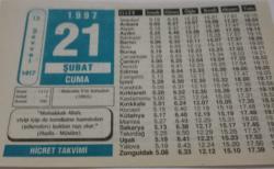 21 Şubat 1997-Orijinal Takvim Yaprağı-Doğum Günü-Söz,Nişan,Nikâh,Düğün ve Önemli Günler Hediyesi-Hicret Takvimi-Ayet(Hadis)-(Hadis-Müslim)-Malcolm X'in Şehadeti(1965)-Huzeyfe(r.a.)Zeka Testi-Ayet
