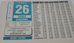 26 Şubat 1997-Orijinal Takvim Yaprağı-Doğum Günü-Söz,Nişan,Nikâh,Düğün ve Önemli Günler Hediyesi-Hicret Takvimi-Ayet(Hadis)-(Müslim-Mesacid/249)-II.Osman'ın Tahta Çıkışı(1618)-Kabir ve Sorgu-Sevgi-Hz.Ömer(r.a.)