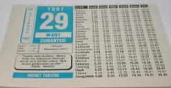 29 Mart 1997-Orijinal Takvim Yaprağı-Doğum Günü-Söz,Nişan,Nikâh,Düğün ve Önemli Günler Hediyesi-Hicret Takvimi-Ayet(Hadis)-(Hadis-Müslim)-Malazgirt Muharebesi(1071)-Kime Mağfiret Edeceğim-Hz.Osman(r.a.)
